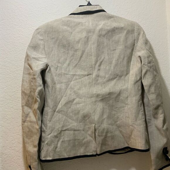 J. Crew Schoolboy Linen Blazer Oatmeal Black Small Sz 6 NWT - Picture 8 of 14